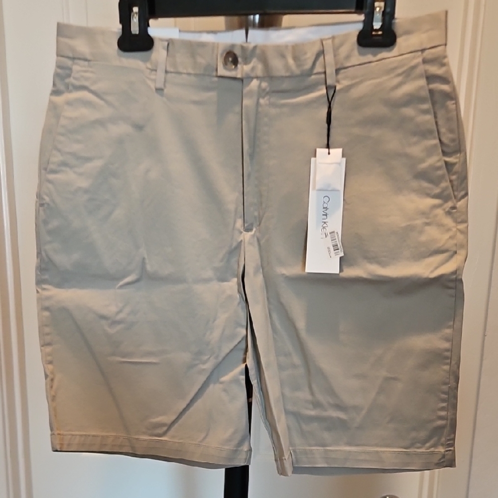 Calvin Klein Tan Flat Front Shorts